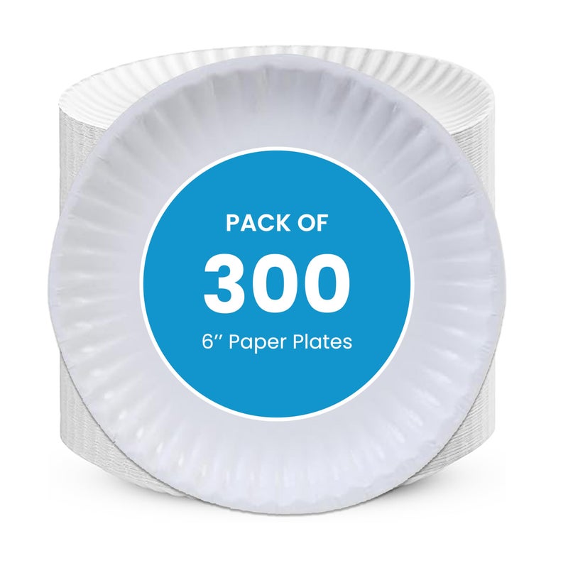 Perfectware - Kitchen essentials Paper Plate 6-300 6" Paper Plate, White (300 Count/pack) - Image 1